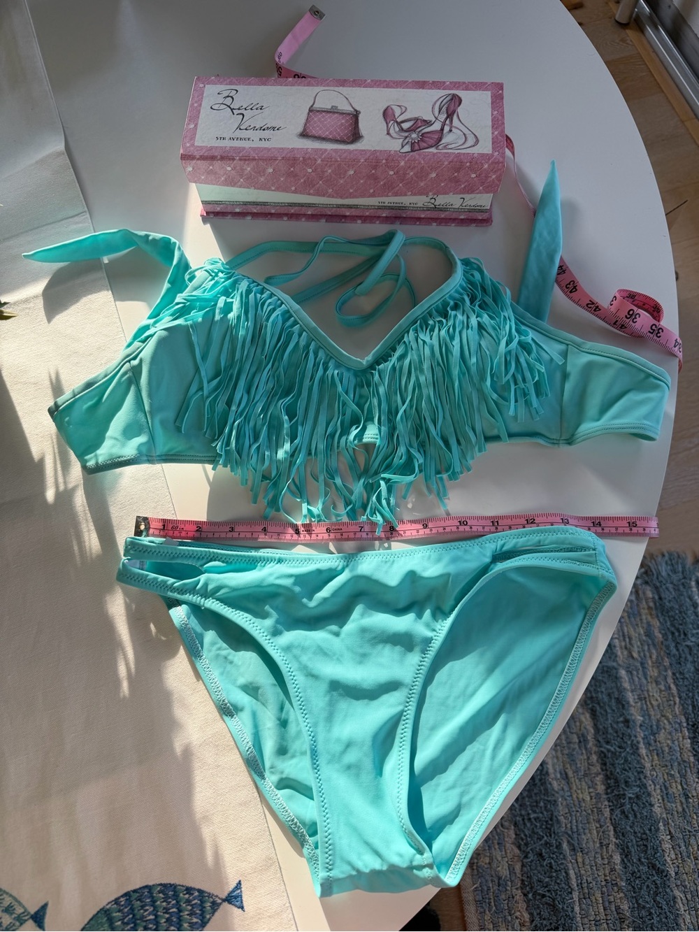 Gorgeous Turquoise Fringe Bikini Set — Medium